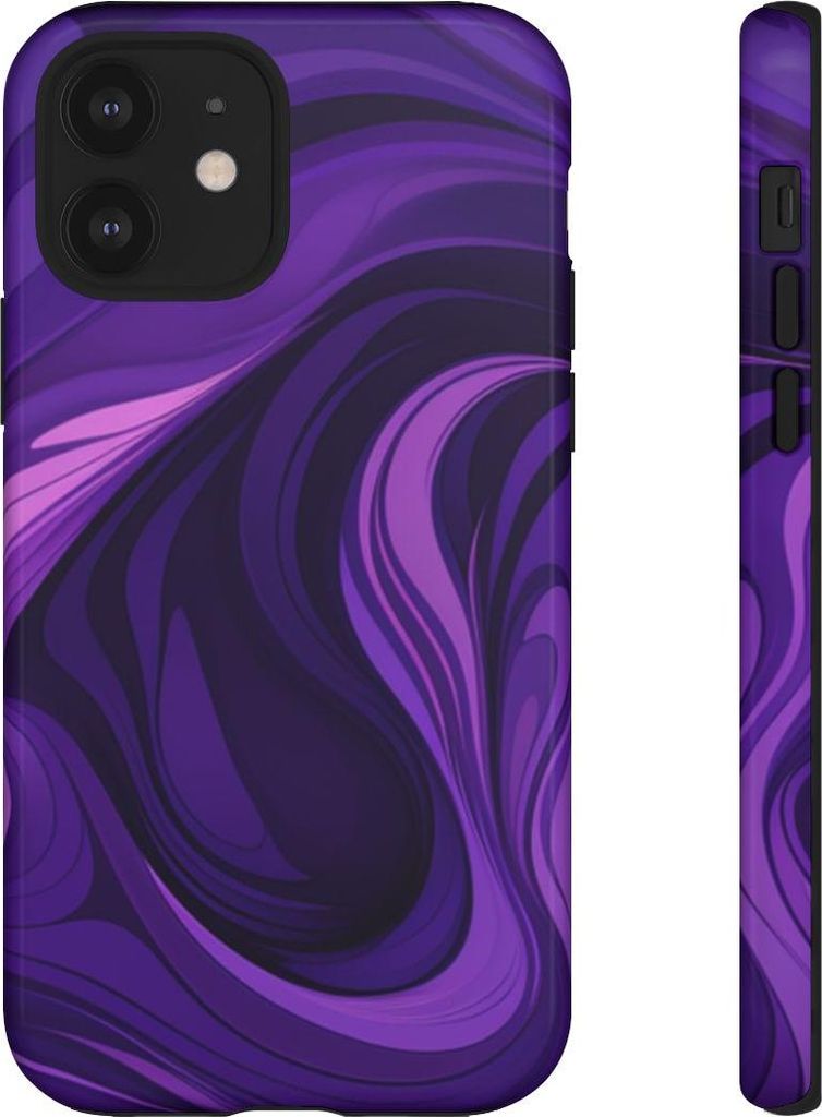 Abstraktes Wellenmuster in Violett – Hülle Kompatibel mit iPhone 12