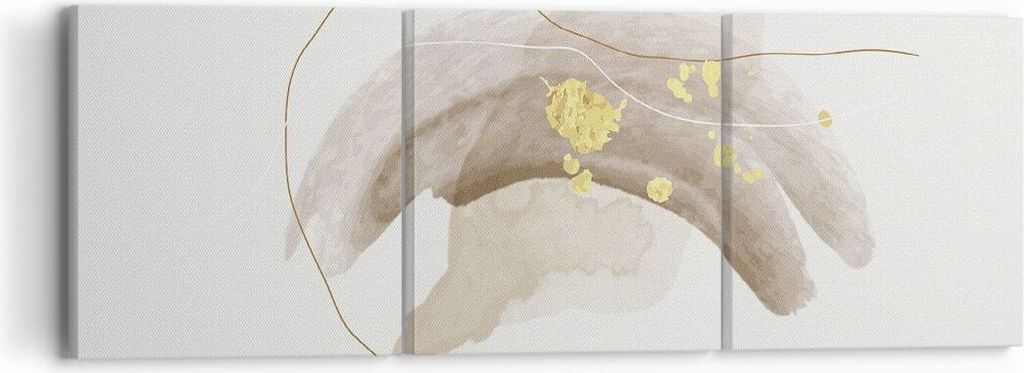 Bild auf Leinwand - Leinwandbild - 3 Teile - Braun Abstraktion Gold - 90x30cm - Wand Bild - Wanddeko - Wandbilder - Leinwanddruck - Bilder - Wandde...