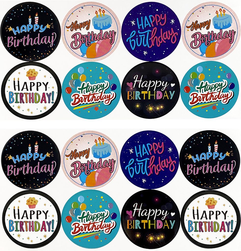 Oblique Unique Happy Birthday Geburtstag Sticker Jubiläum Aufkleber 16 Stk. Geschenk Deko Geburtstagsdeko