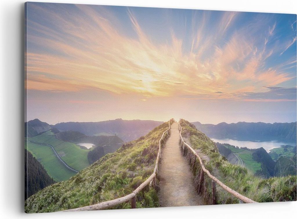Bild auf Leinwand - Leinwandbild - Einteilig - Trail Berg Azoren - 100x70cm - Wand Bild - Wanddeko - Wandbilder - Leinwanddruck - Bilder - Wanddeko...