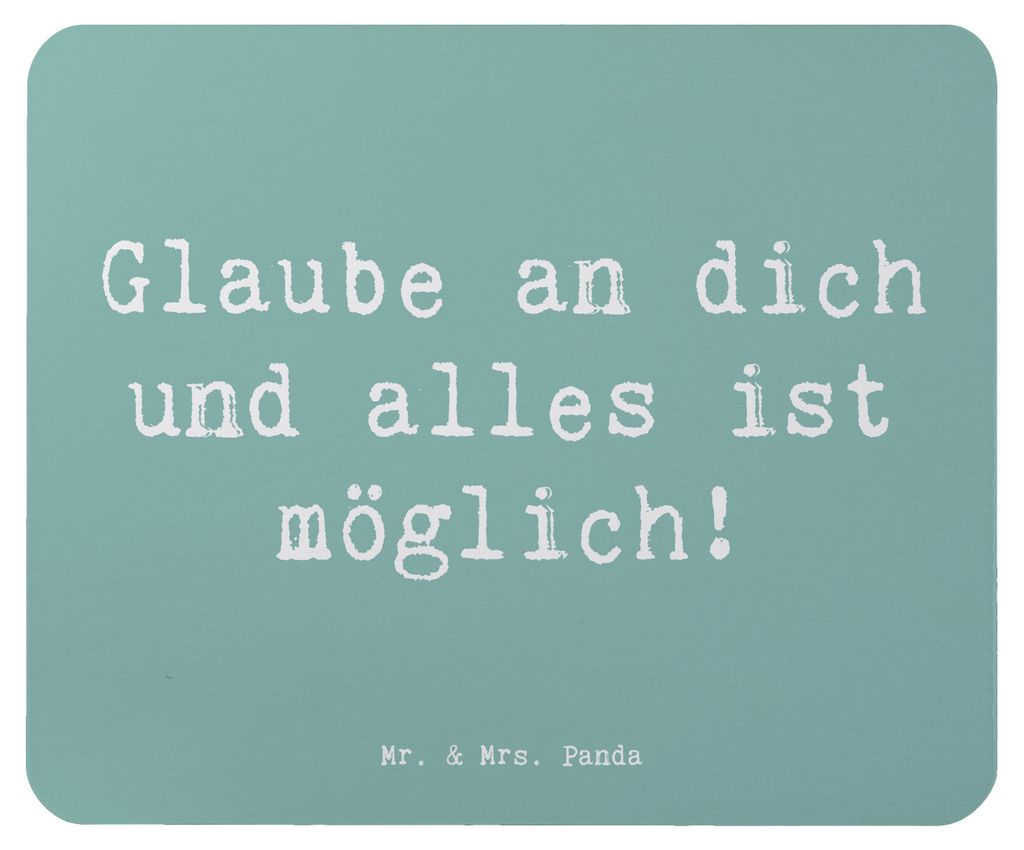 Mr. & Mrs. Panda Mousepad Spruch Vertrauen in eigene Fähigkeiten haben - Meeresbrise - Geschenk, Mouse Pad, Lebenshilfe, Mauspad, Trost, computer,...