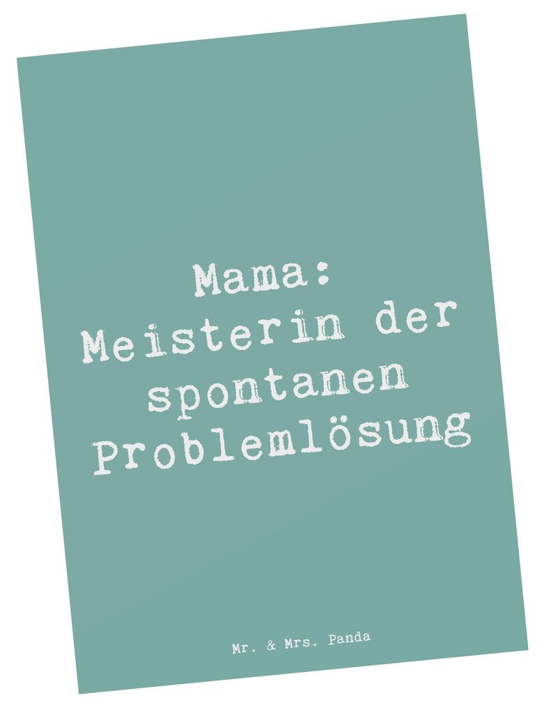 Mr. & Mrs. Panda Grußkarte Spruch Mama Meisterin - Meeresbrise - Geschenk, Motivkarte, Problemlösung, Ansichtskarten, Ansichtskarte, Postkarten, ...