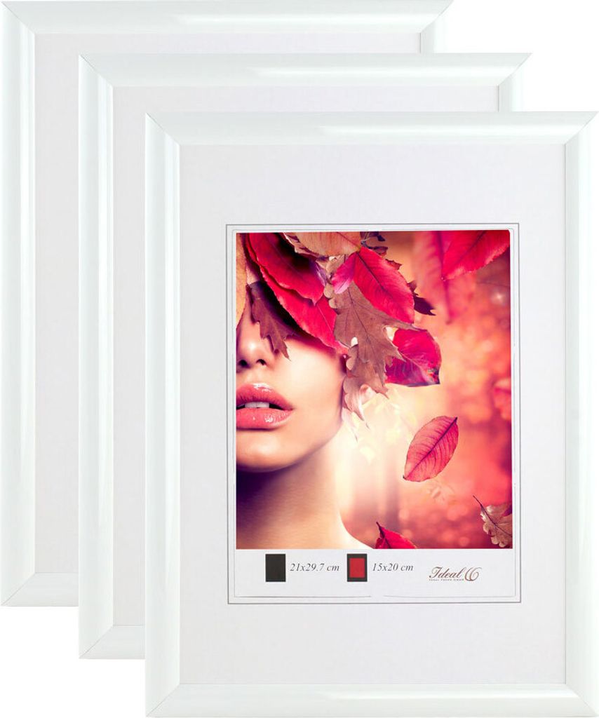 3er 5er Pack Art Line Kunststoff Bilderrahmen Wanddeko Collage Poster Fotorahmen Bildträger - Farbe: 3er Weiß | Format: 20x30