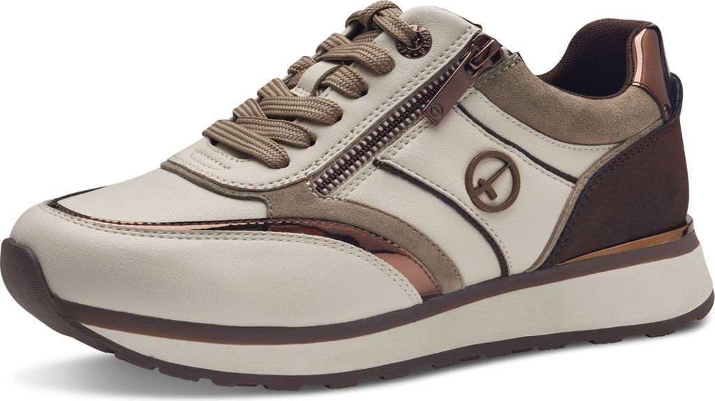 Tamaris Damen Low Sneaker Beige Leder Synthetik Größe: 40