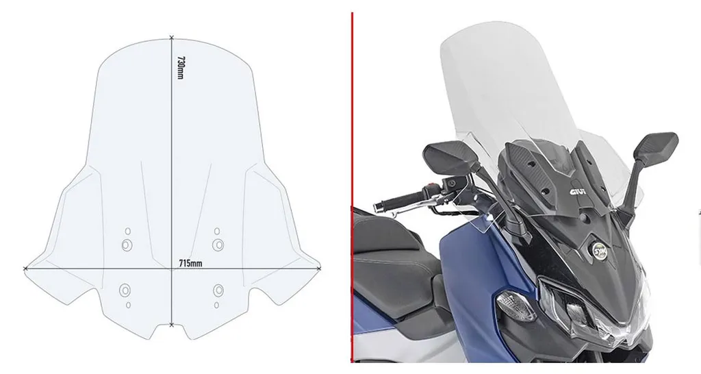 Pare-brise incolore Givi D7060ST haute résistance pour Sym Maxsym TL
