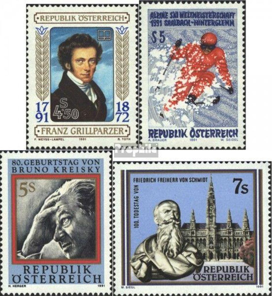 Briefmarken Österreich 1991 Mi 2013,2014,2015,2016 Produktbild 