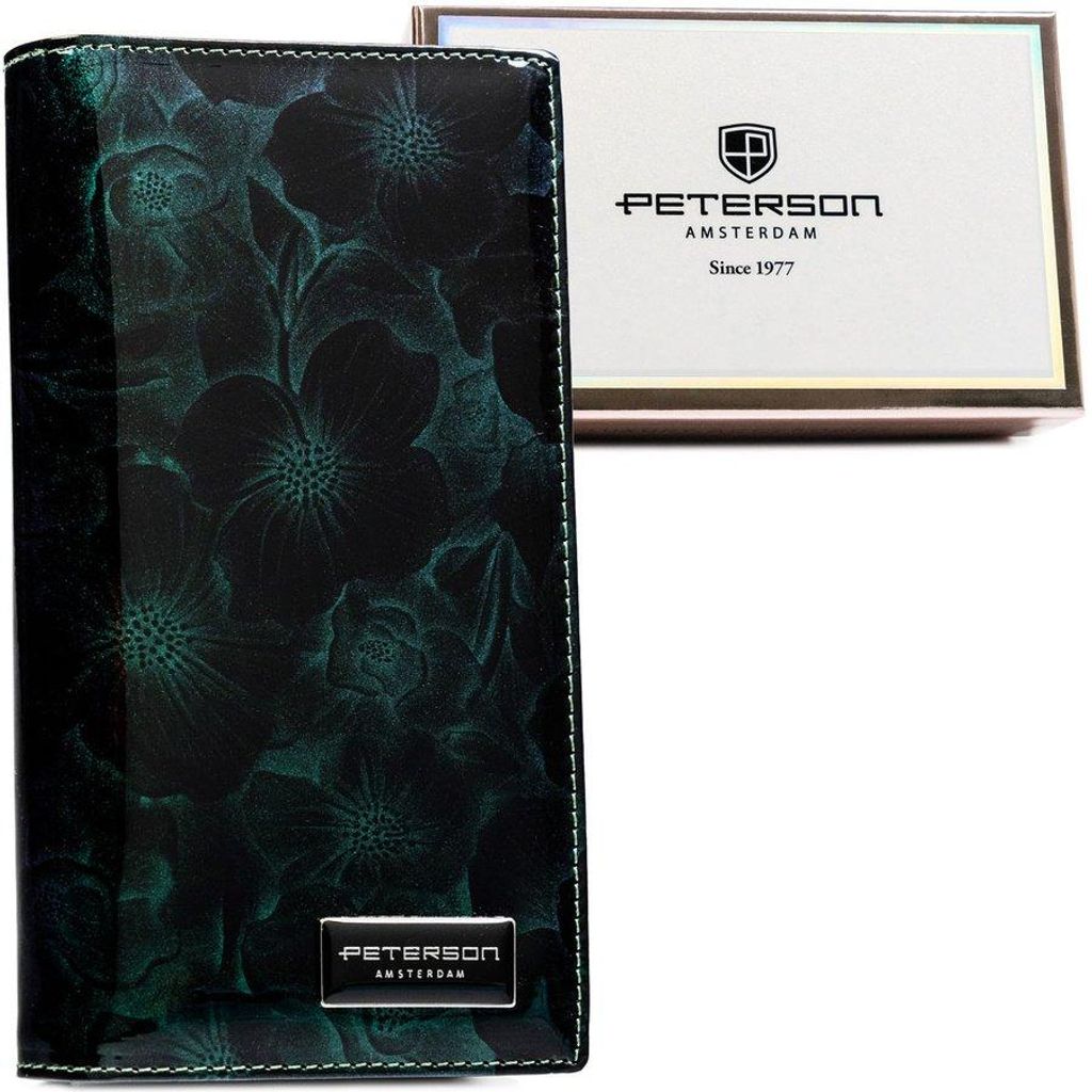 Peterson dámská peněženka zelená lakovaná květy RFID 19x10 Obrázek produktu 