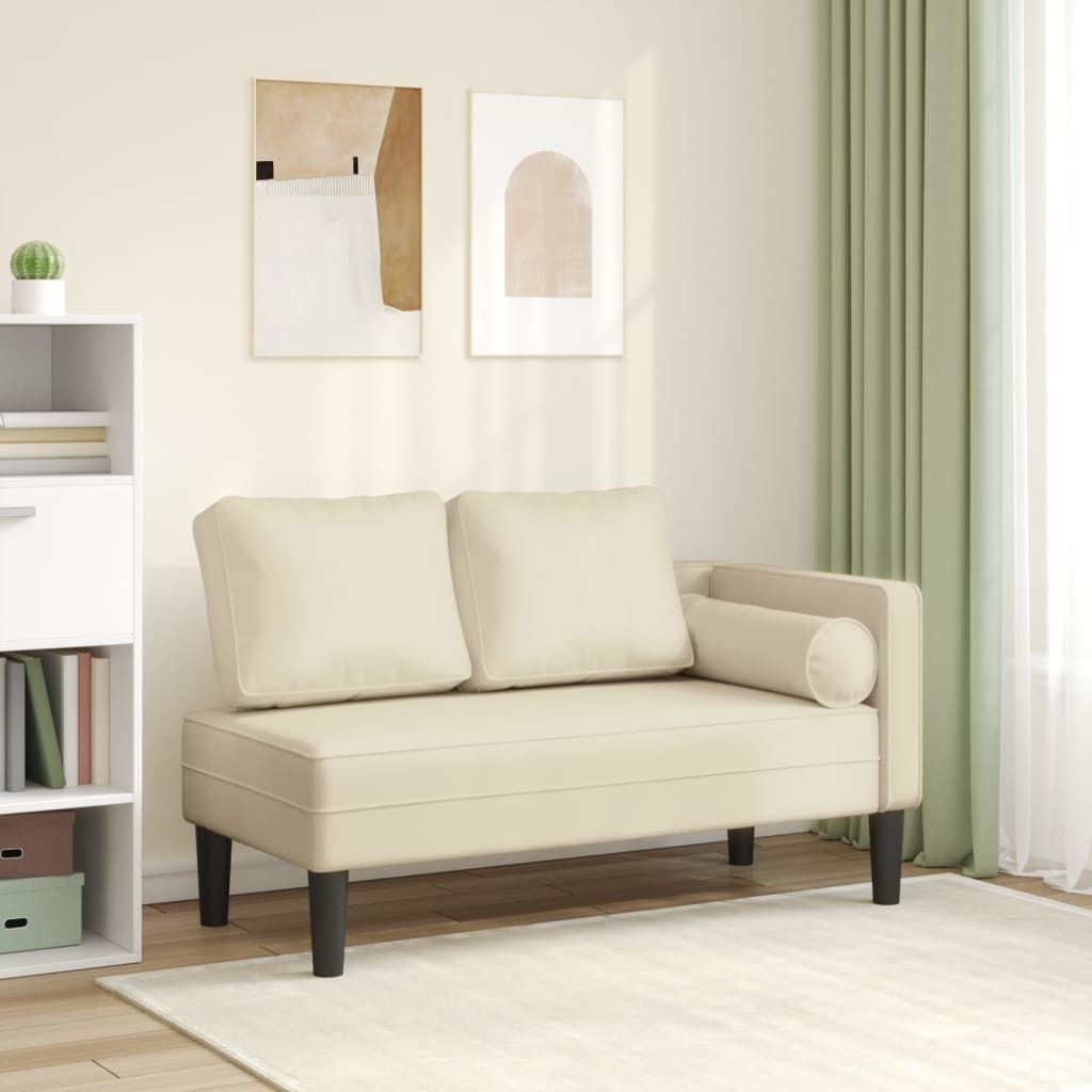 "2026 Promotion" Chaiselongue mit Kissen Creme Kunstleder - Recamieren CC23226