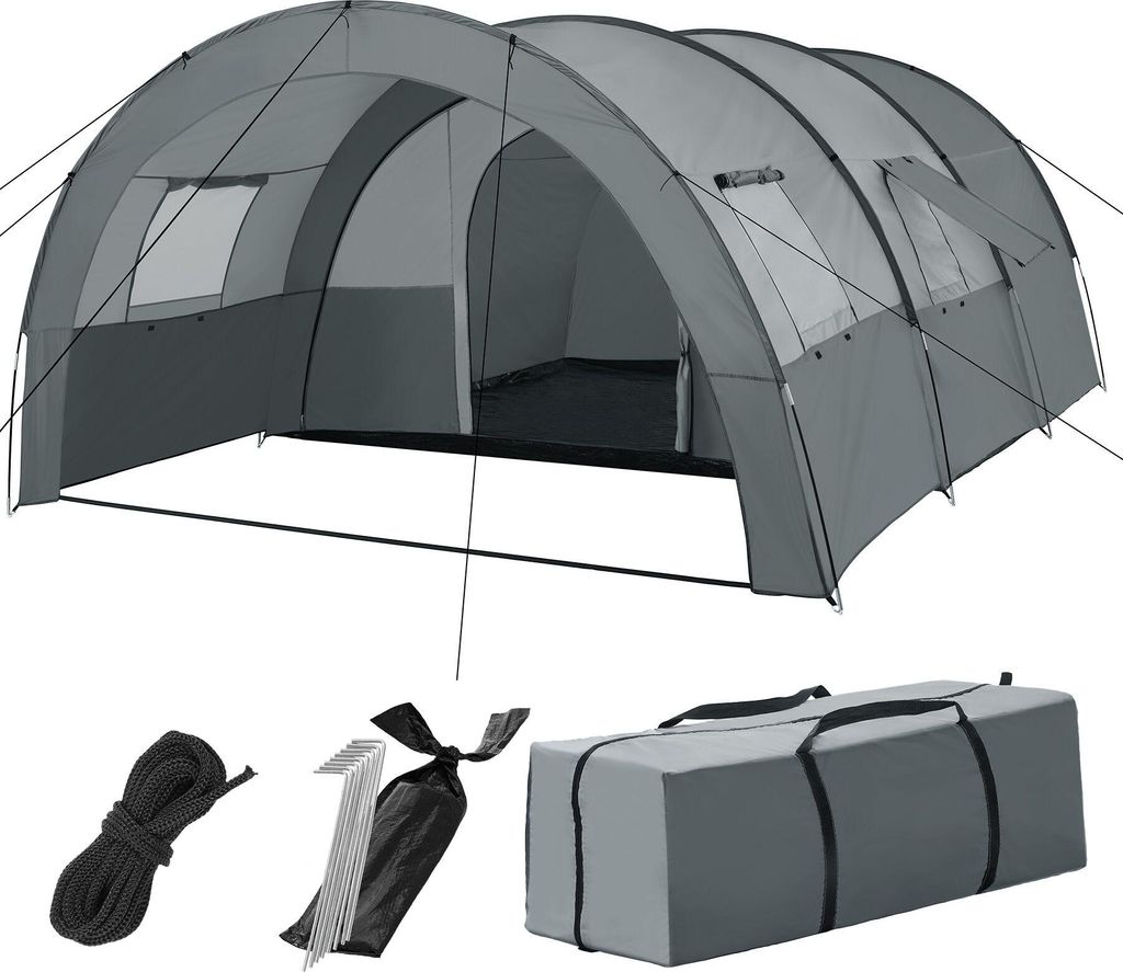 Tente tunnel Roskilde pour 6 personnes - gris clair/gris Image du produit 