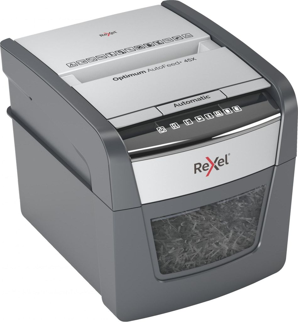 Rexel Optimum AutoFeed+ 45X Aktenvernichter mit Produktbild 