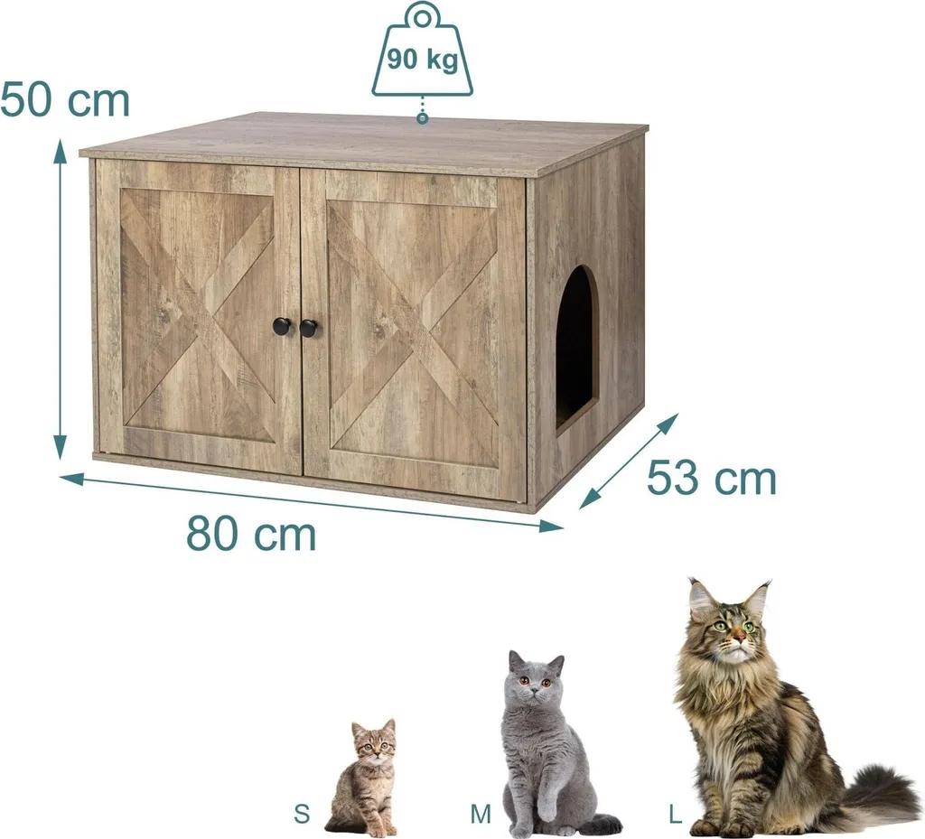 Cache litière pour chat anti odeurs et projections de grains - H50