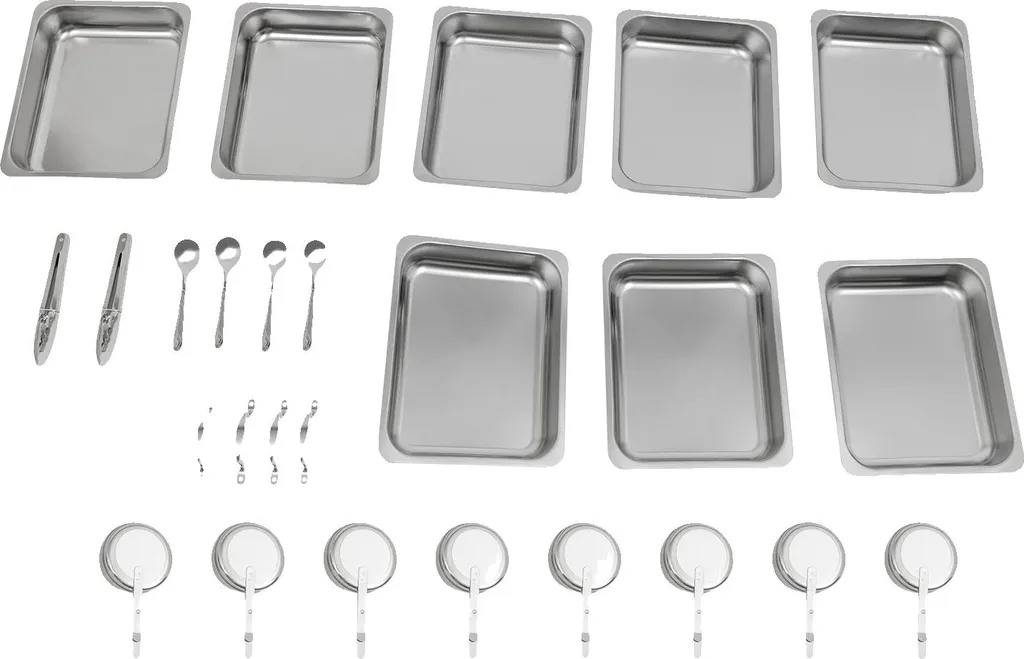 Chafing Dish Buffet Chauffant en Acier Inoxydable Gris Clair de 3,5L