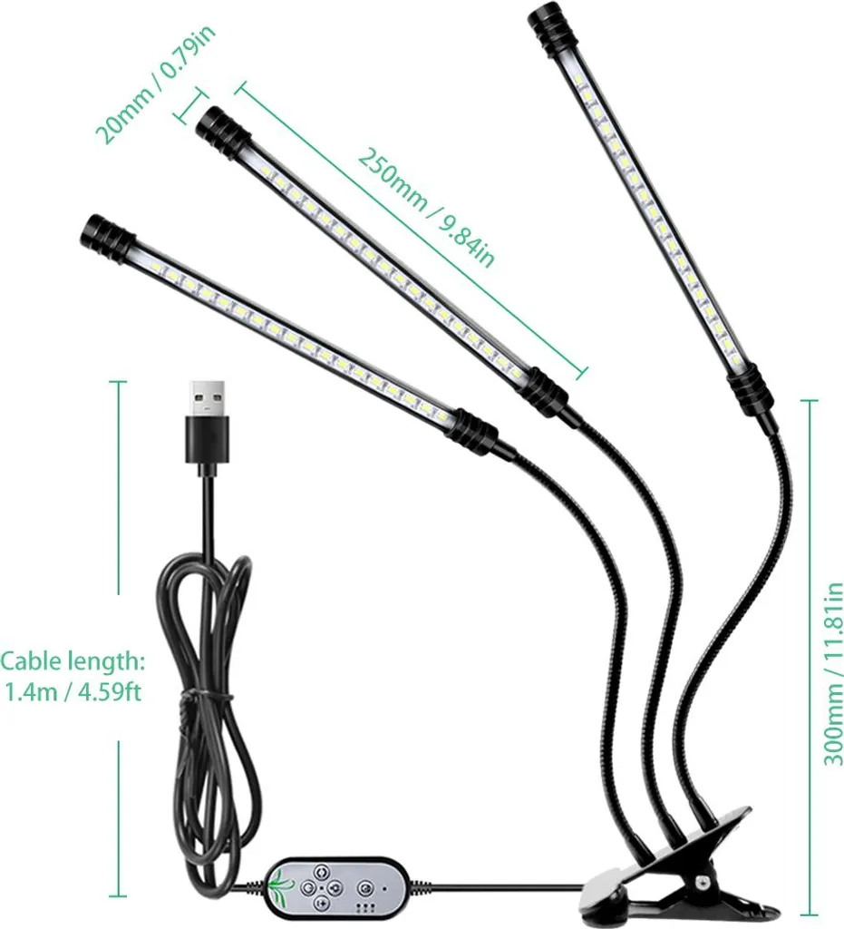Éclairage pour Plantes d'Intérieur Manquant de Lumière avec Pince