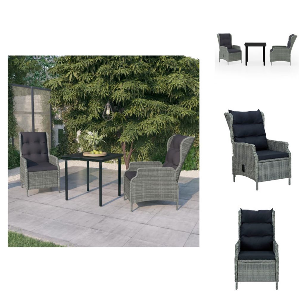 vidaXL 3-tlg. Garten-Essgruppe Hellgrau - Gartenmöbel-Sets
