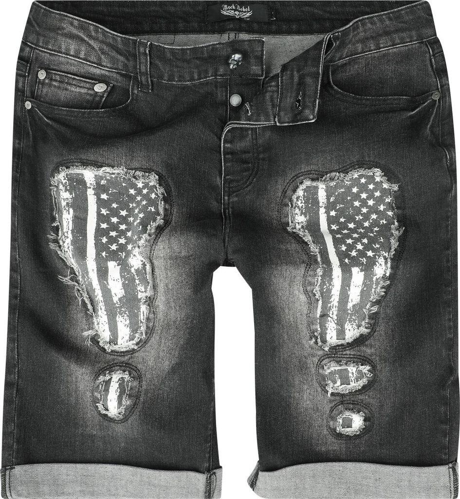 Rock Rebel by EMP Herren Shorts mit unterlegten Cut-Outs im Flag-Design 30