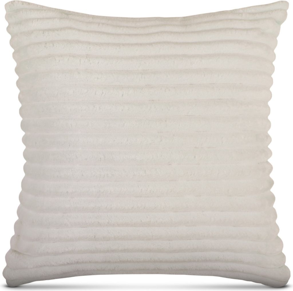 A close-up studio shot of a cream-colored pillow with a ribbed texture.