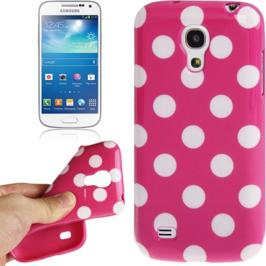Schutzhülle Punkte TPU Case für Handy Samsung Galaxy S4 mini i9190 pink/weiss