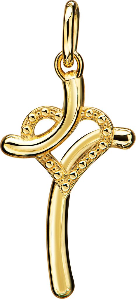 Gold Kreuz mit Herz Anhänger 585 Gold 14 Karat für Damen Kettenanhänger mit Schmuck-Etui + Zertifikat