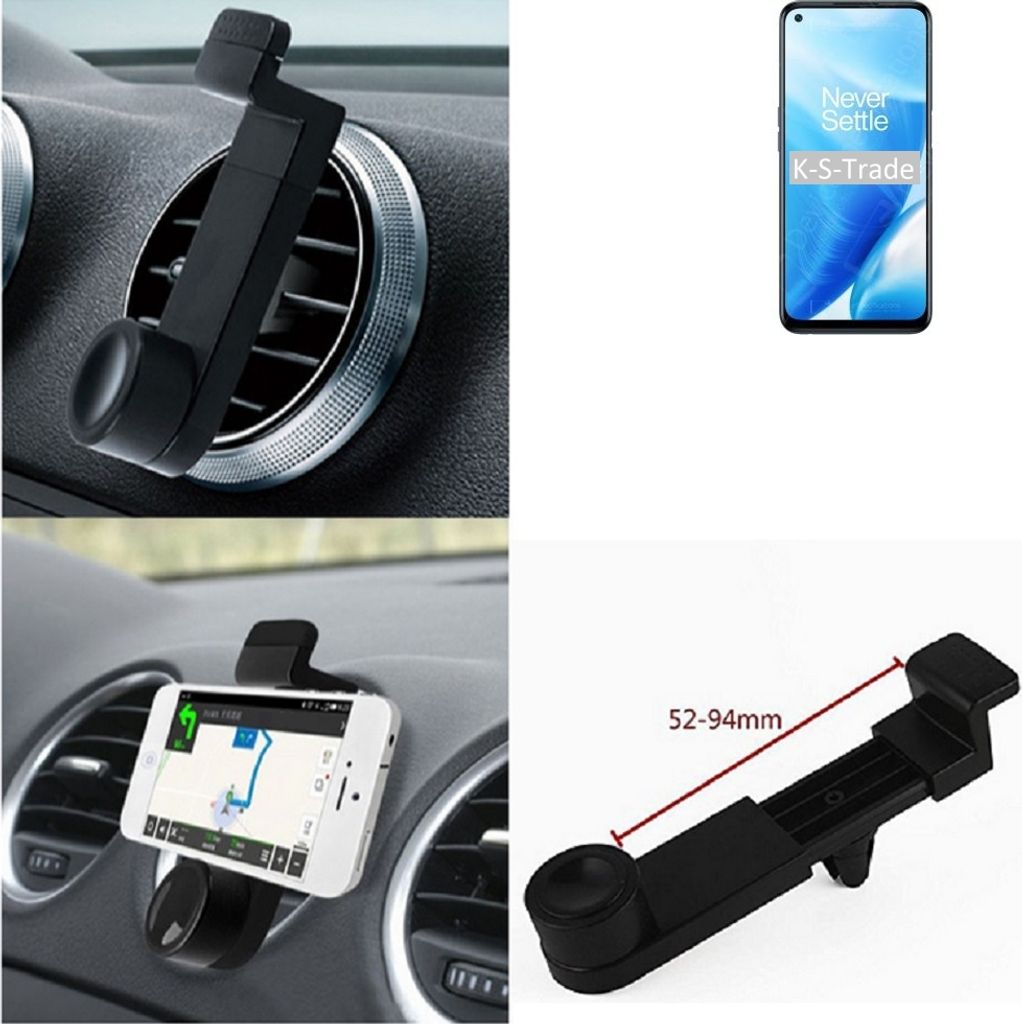 K-S-Trade Lüftungshalterung kompatibel mit OnePlus Nord N200 5G KFZ-Halterung Autohalterung Handy-halterung Lüftungsgitter Lüftungsschlitze Schwarz