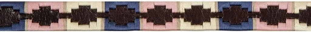 Ceinture de polo pour cavalière Aubrion tressée marine et rose