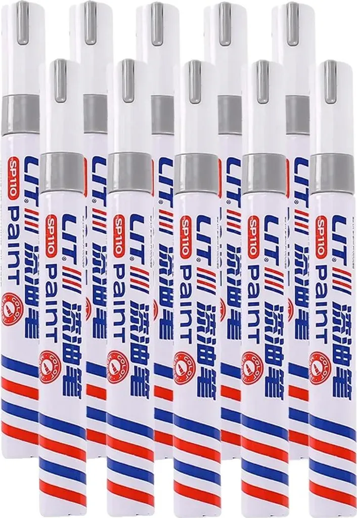 Set 10 Marker Argento Permanenti Resistenti all'Acqua per Uso Industriale