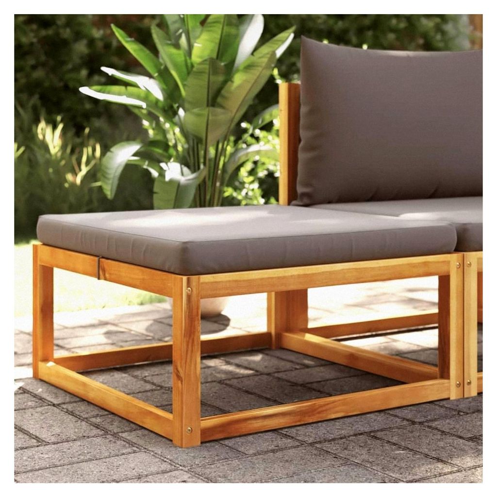 Hocker aus Akazienholz mit abnehmbarem Kissen für Garten, Terrasse und Hof, modulares Outdoor-Möbel mit waschbarem Bezug
