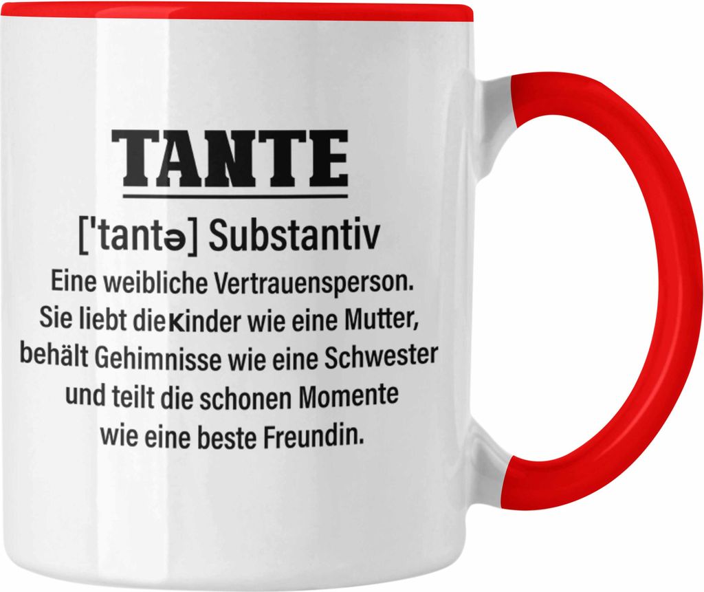 Trendation - Beste Tante Definition Geschenk Lustig Geschenkidee Geburtstag Weihnachten (Rot)