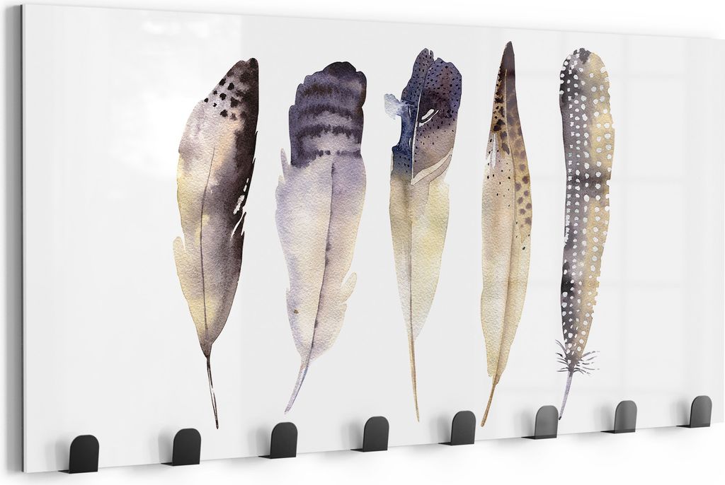 DEQOART Kleiderhaken Glas 60x30 cm 'Freiheitsschwingen' Wand Garderobe beschreibbar Paneel