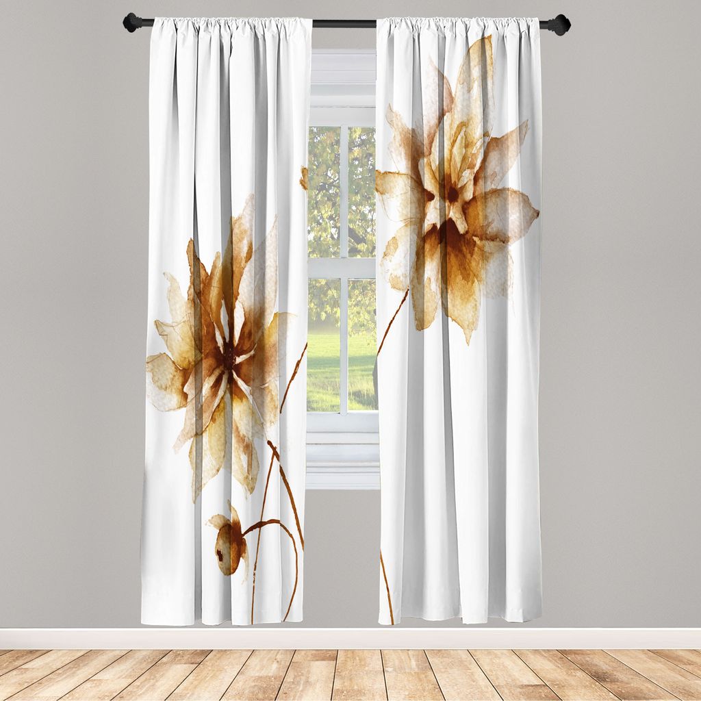 ABAKUHAUS Aquarell Blumen Vorhänge 2 Panel Set für Wohnzimmer Schlafzimmer Nachbildung, Flora Zeichnung Weiche Frühlings Farben Retro Stil Blume...