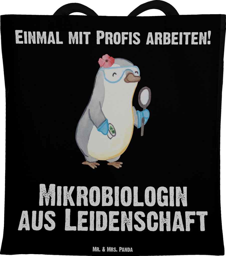 Mr. & Mrs. Panda Beutel Mikrobiologin Leidenschaft - Schwarz - Geschenk, Labor, Witzig, Forschung, Uni Tasche, Tote Bag, Laptoptasche, Schultasche,...
