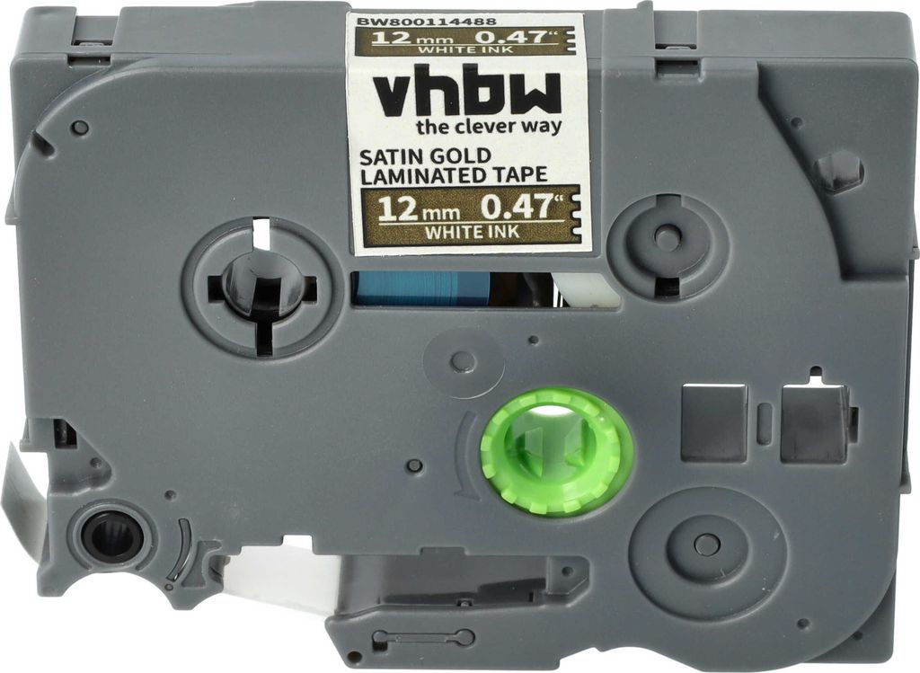 vhbw Schriftband-Kassette kompatibel mit Brother PT 200, 2100VP, 2100, 1960, 2030, 2030AD, 2030VP, 210 Etiketten-Drucker 5m x 12mm Weiß auf Satin-...