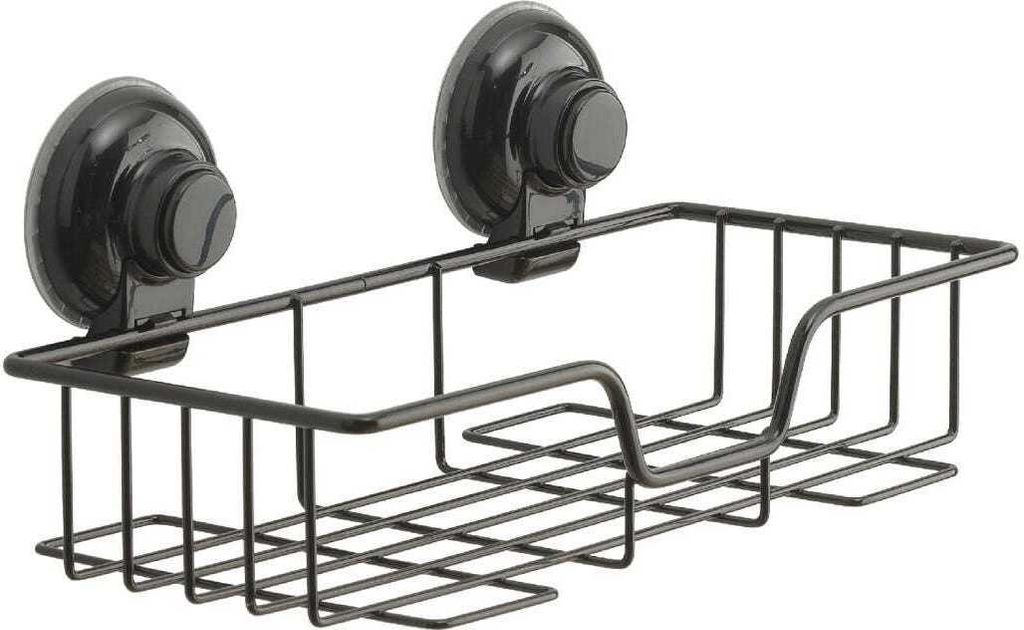 Duschkorb mit Saugnapfsystem in Schwarz | Menta