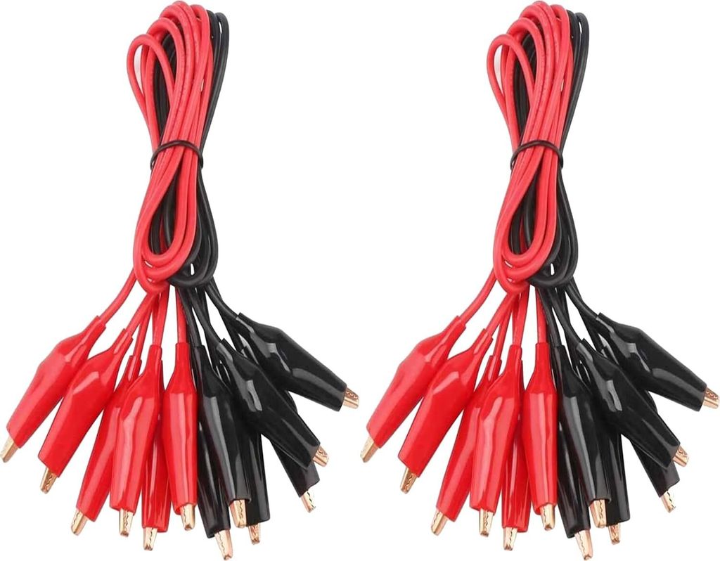 20 Stück krokodilklemmen mit Kabel Messleitungs-Set, Doppelklemmen Messleitung (50 cm)