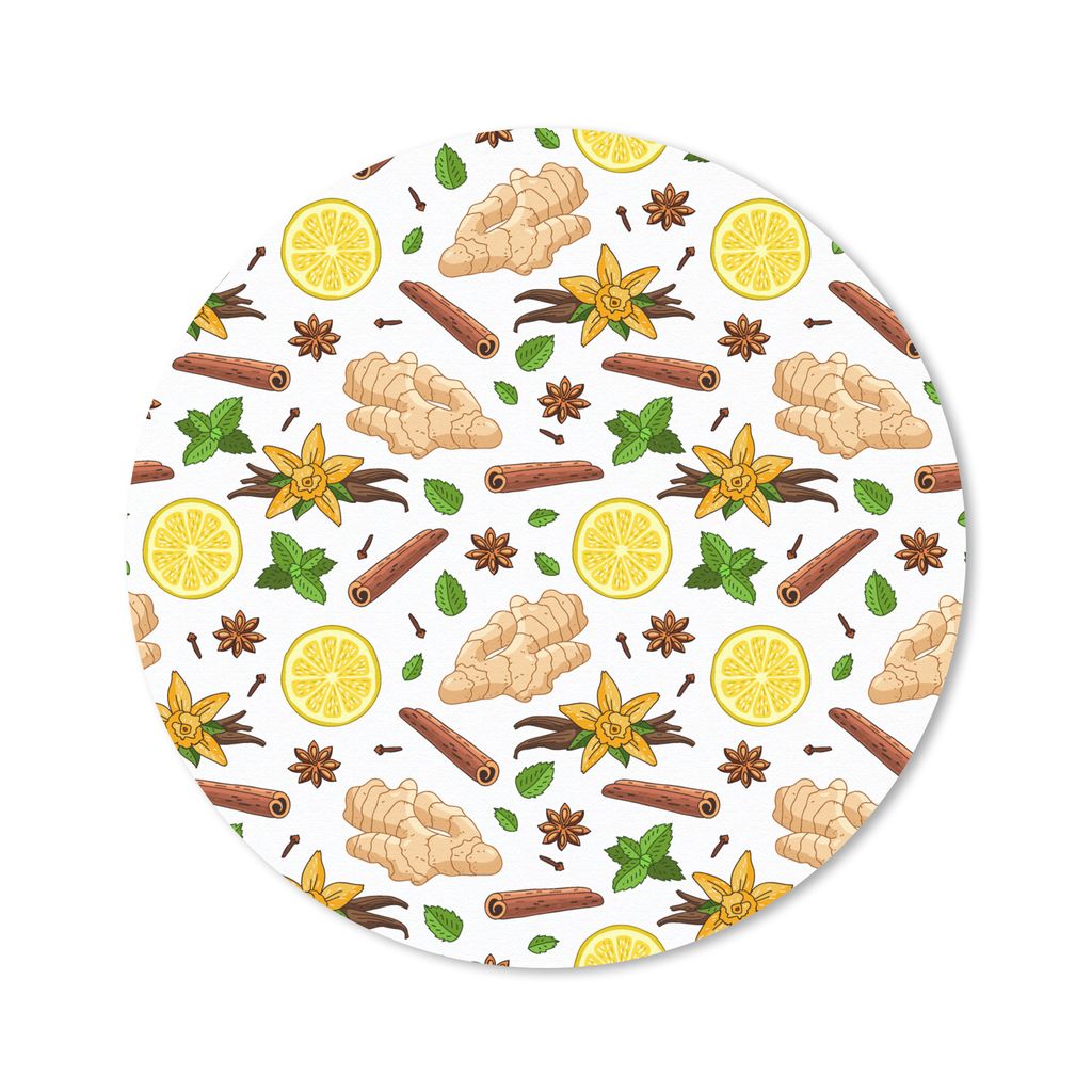 MuchoWow Mauspad Mousepad Ingwer - Zimt - Zitrone - Anis 50x50 cm - Mousepads - Maus Mat - Pad - Mausunterlage - Vinyl