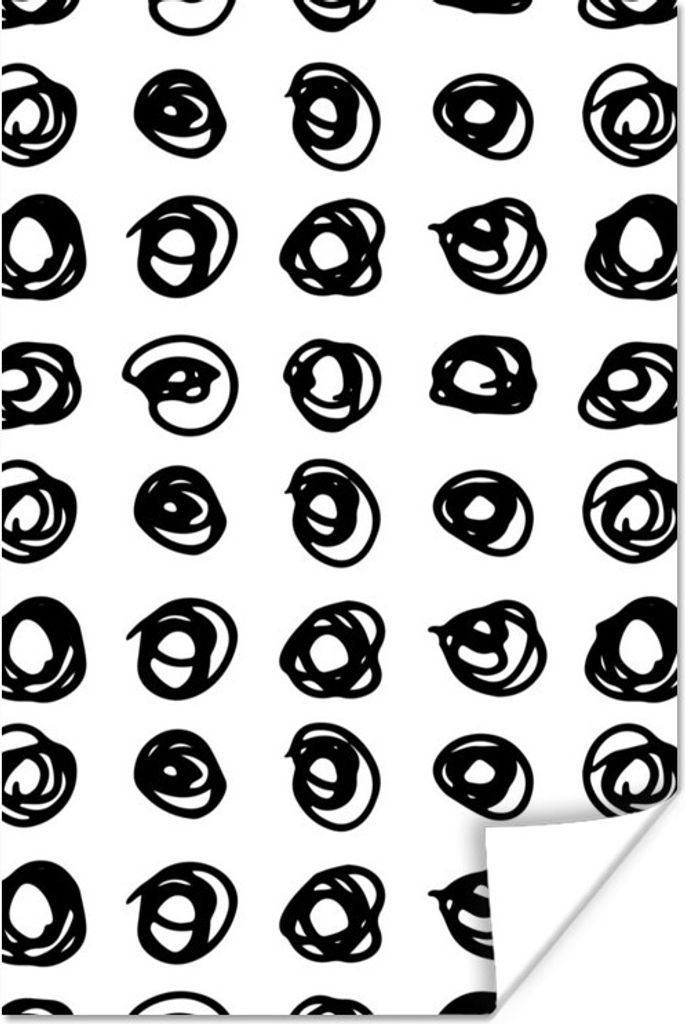 MuchoWow Poster Polka dots - Weiß - Schwarz - Muster 20x30 cm - Papierdruck