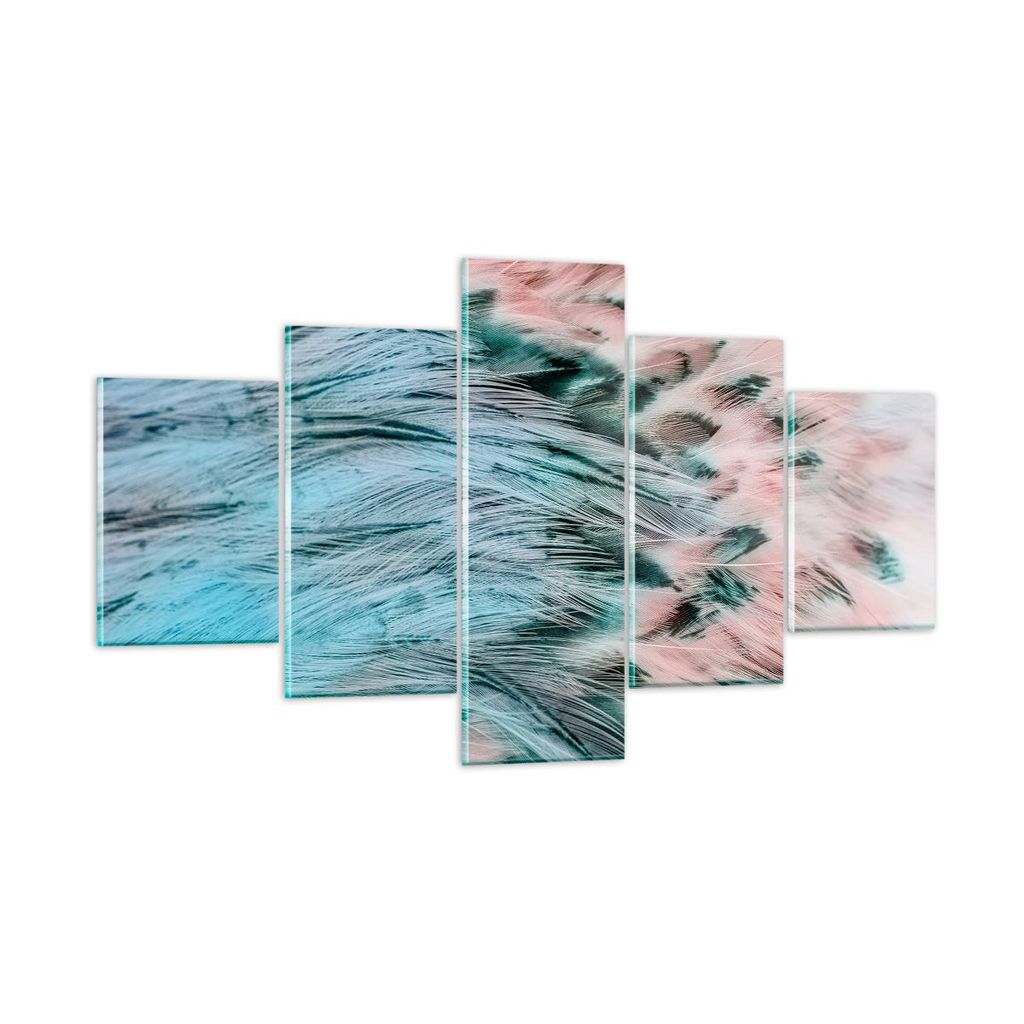 Bilder auf glas - Federn Federn Vogel - 125x70cm - Glasbilder - Wandbilder - Kunstdruck - zum Aufhängen bereit - Wanddekoration aus Glas - Glas Bi...