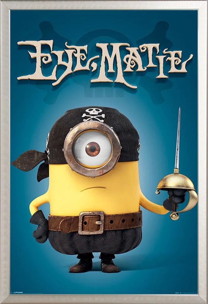 Poster Minions Eye Matie avec Cadre Shinsuke Maxi en Aluminium Argenté