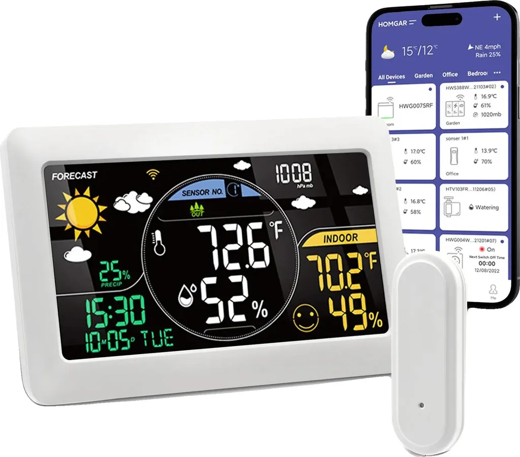Station météo intelligente Modèle A avec capteur extérieur sans fil