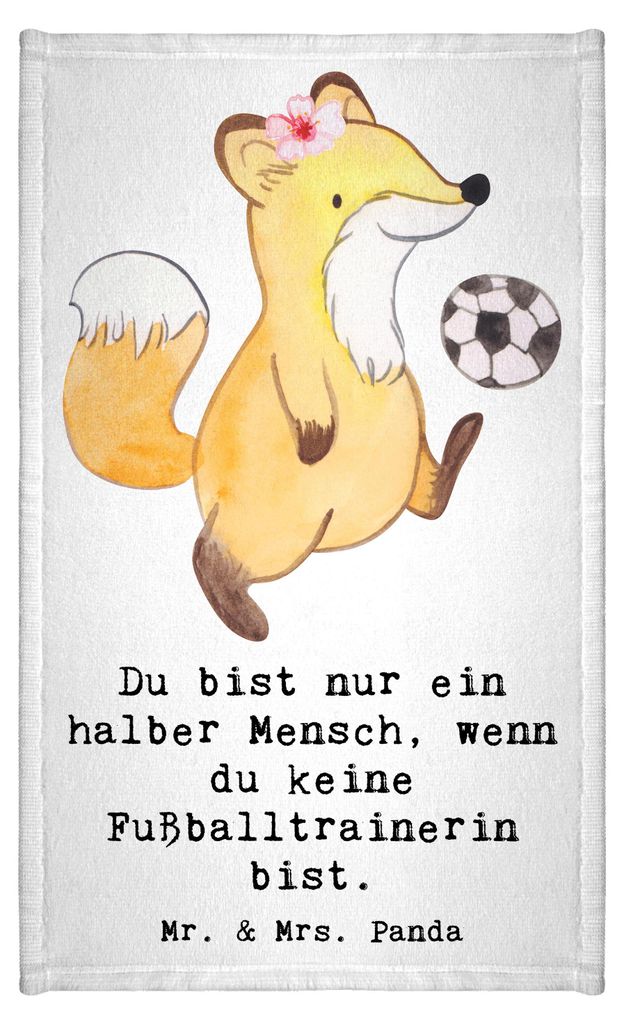 Mr. & Mrs. Panda Handtuch Fußballtrainerin Herz - Weiß - Geschenk, Lustig, Fußballspiel, Glücksbringer, Spruch, gäste wc, Gästetuch, Kleines,...