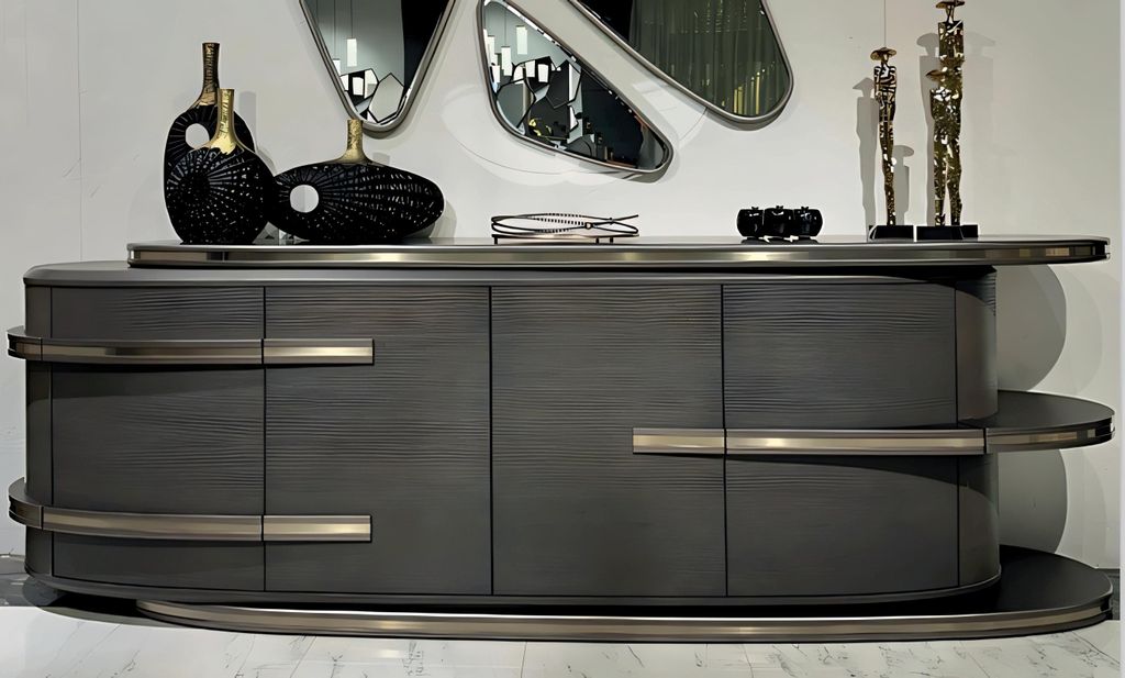 Moderne graue Holz-Konsole für Wohnzimmer, Flur oder Büro