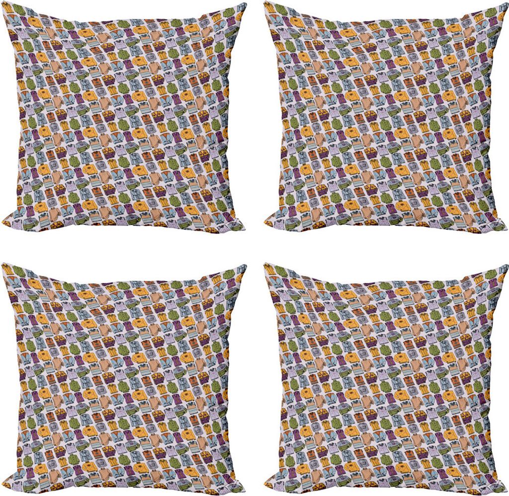 ABAKUHAUS Hipster Kissenbezug Set (4 Stück), Frauen Winterkleidung, Moderner Doppelseitiger Digitaldruck, 45 cm x 45 cm, Mehrfarbig