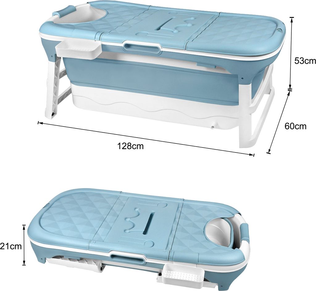 YUENFONG Skládací vana XXL 128 x 62 x 52 cm, ideální do Obrázek produktu 2