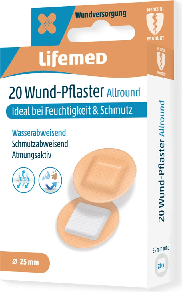 Lifemed Pansement adhésif Allround rond couleur chair - Boîte de 20 pcs