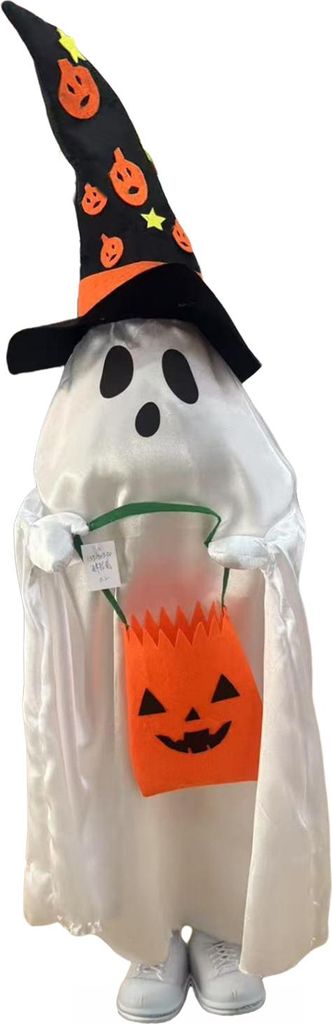 Halloween-Geisterdekoration: Leuchtender weißer Geist mit Süßigkeiteneimer, 90 cm hoch, stehend, für Veranda, Garten oder Terrasse