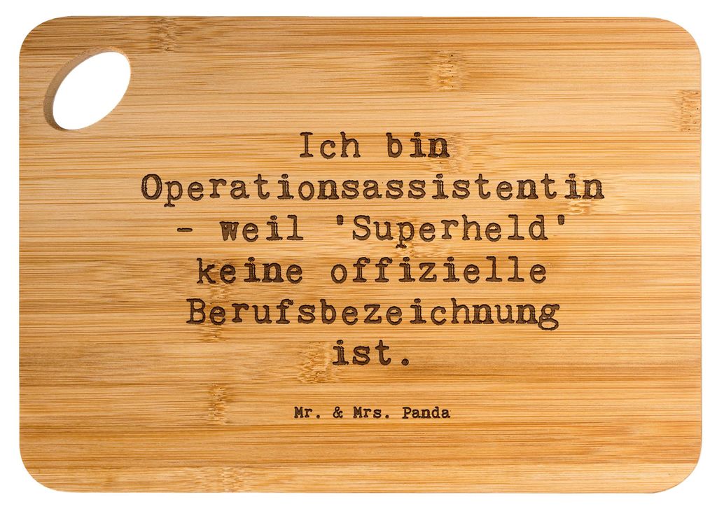 Mr. & Mrs. Panda Schneidebrett Spruch Operationsassistentin Heldin - Transparent - Geschenk, Berufspassion, Holzbrett, Stolz auf den Beruf, Berufsl...