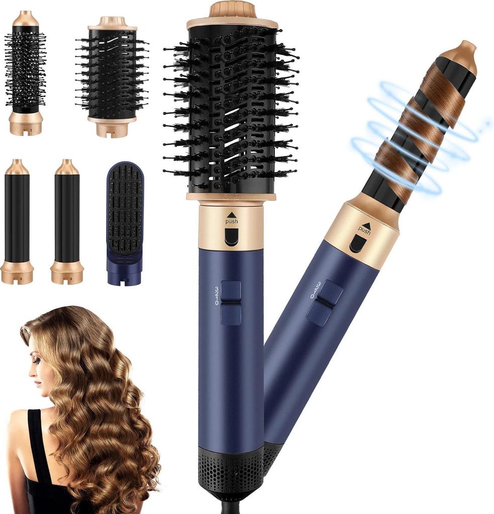 Multistyler 5-in-1 - Haartrockner-Bürste - Bürstenloser Hochgeschwindigkeitsmotor - Ionisch - Mit Diffusor - Automatischer Lockenstyler - Braun