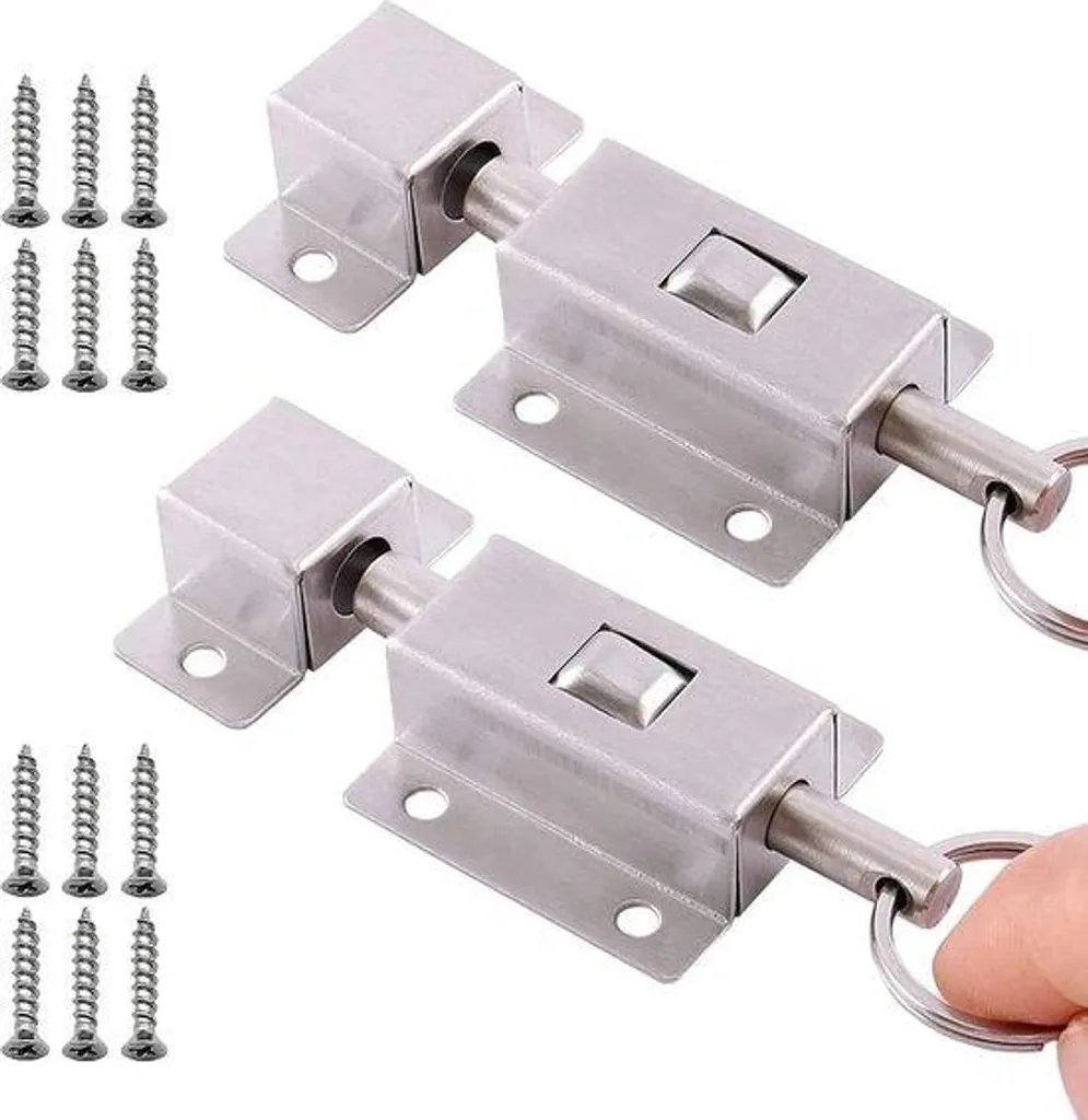 2 Verrous coulissants automatiques à ressort en acier pour porte