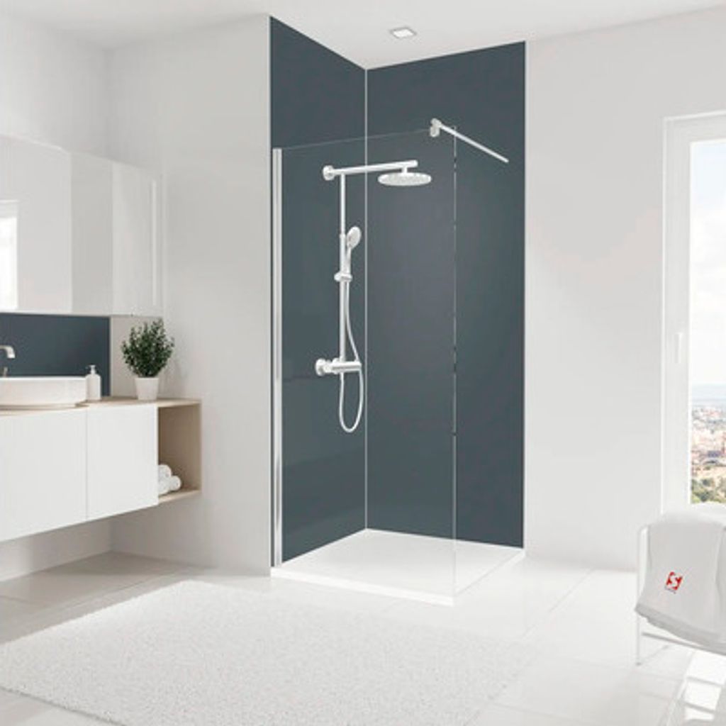 Duschrückwand Eck-Set SCHULTE DecoDesign ExpressPlus Unifarbe anthrazit 2x 255 x 90 cm inkl. Profilset EP1900915 677