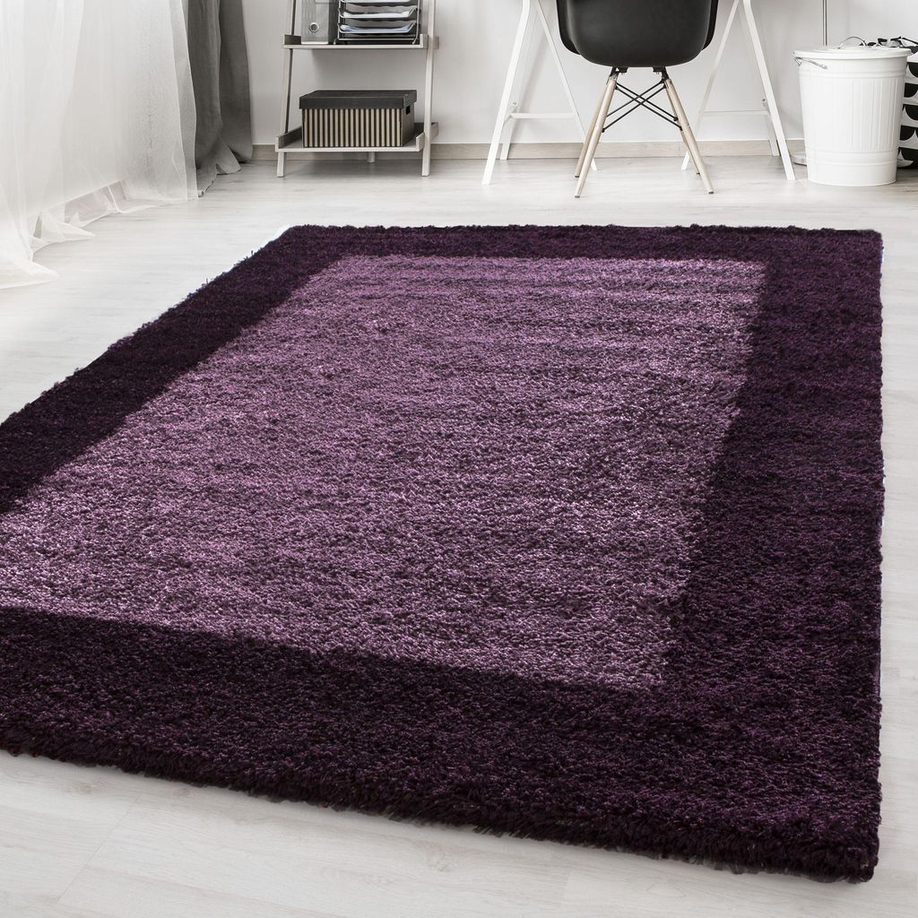 Carpetsale24 Hochflor Teppich Bordüre Design Modern Shaggy Teppich Wohnzimmer, Schlafzimmer Flauschig Weich, Grösse: 300x400 cm