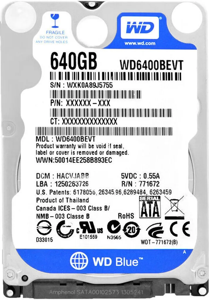 Hard Disk WD Blue 640GB WD6400BEVT 2.5" SATA II - Upgrade Low Cost